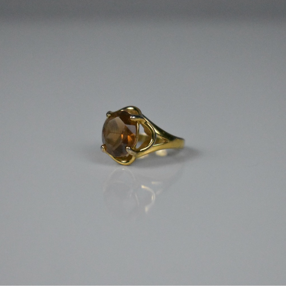 18K G.E. Amber glass stone gold ring - Picture 11 of 17